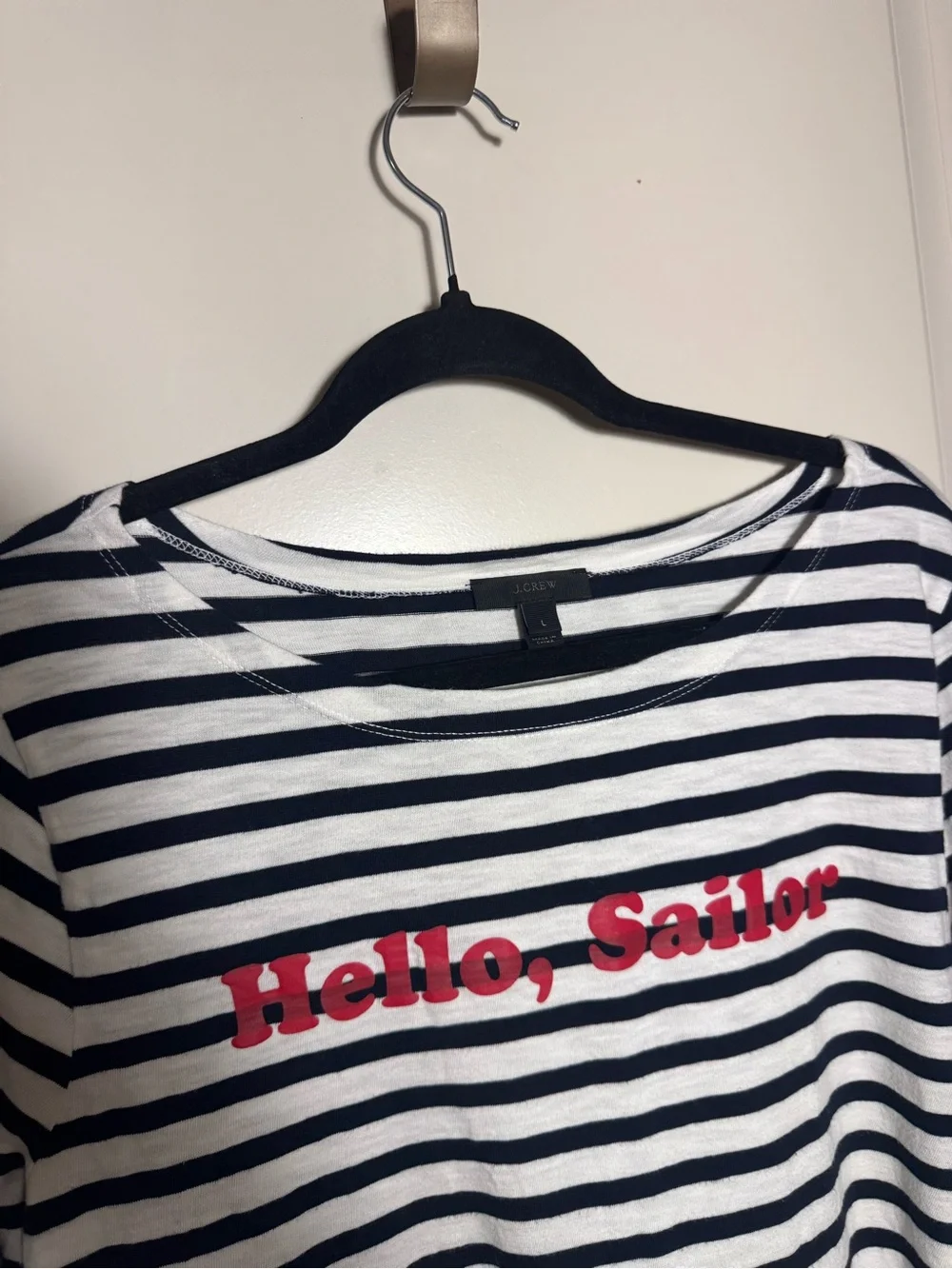 J.CREW Hello, Sailor Striped Boat Neck Long Sleeve 100% Cotton T-Shirt L